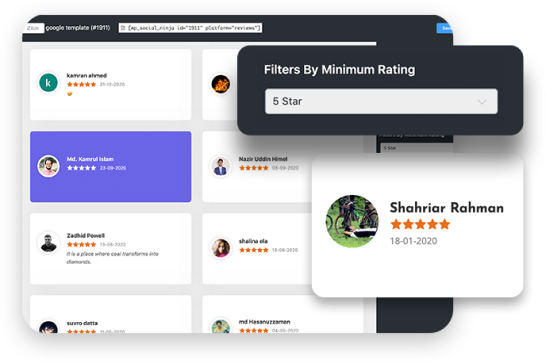 WP social ninja features by minimum rating