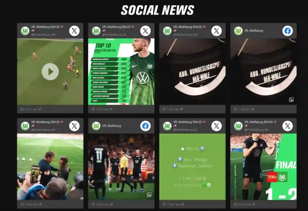 26. wolfsburg landing page with integrated social feeds