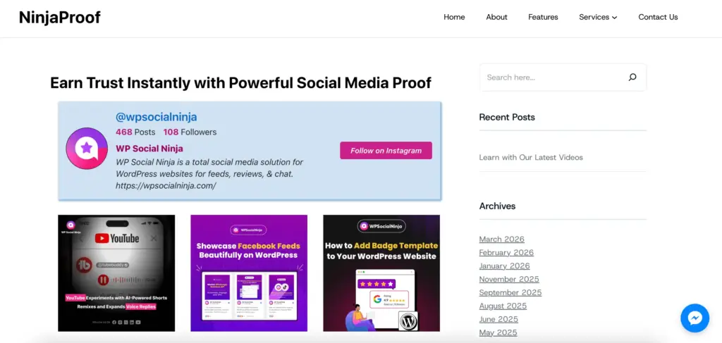 embed instagram feed on wordpress website