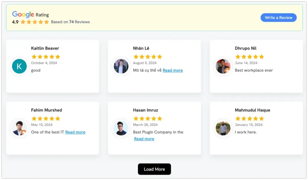 google reviews blog demo