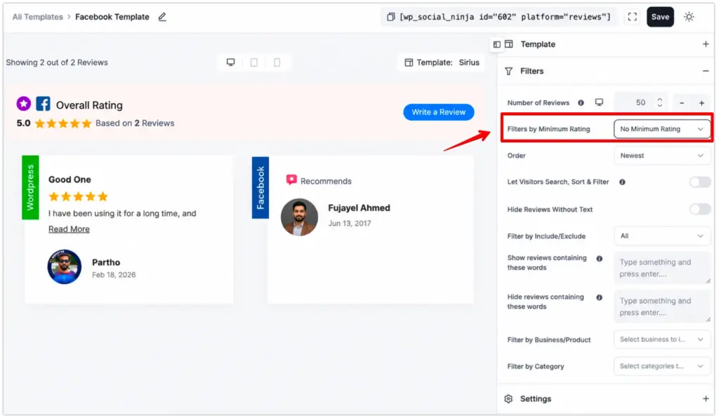 filter by rating demo