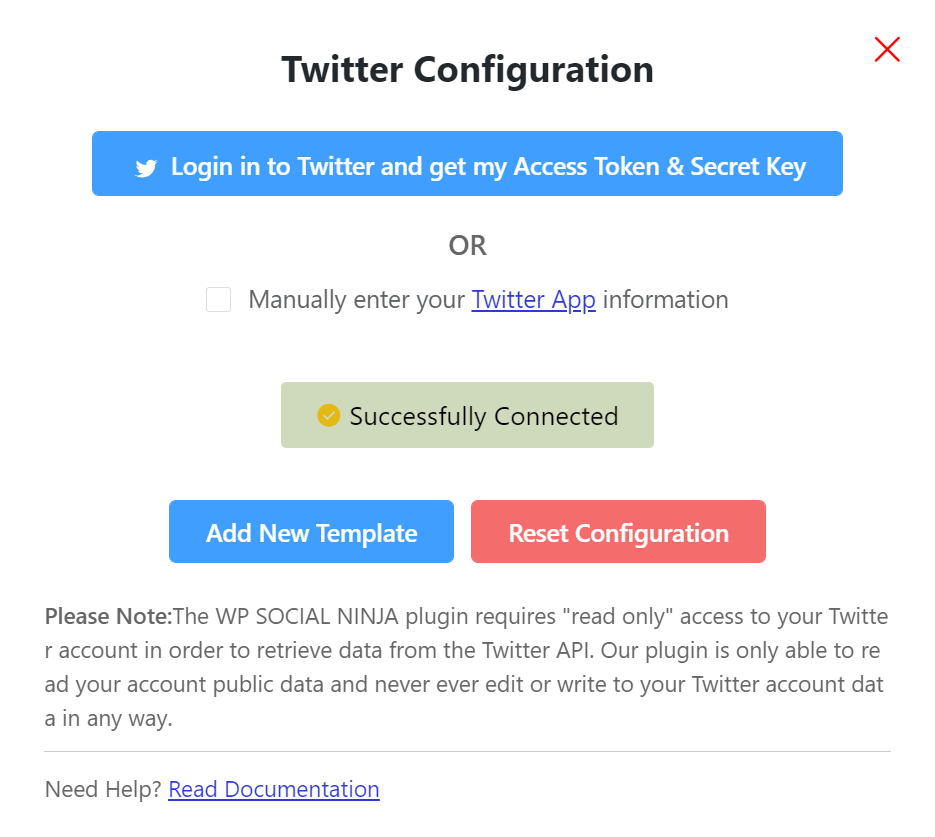 Twitter configuration social media feeds