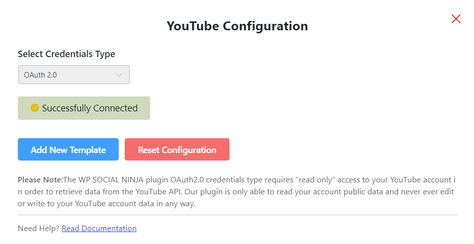 YouTube feed configuration