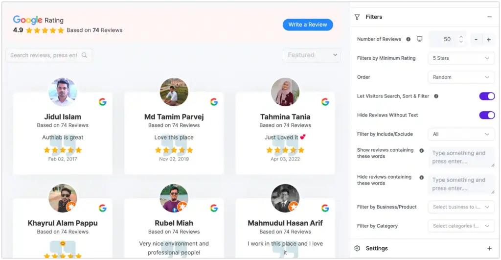 review filters