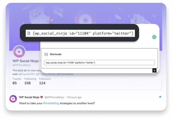 WP Social Ninja features shortcode support
