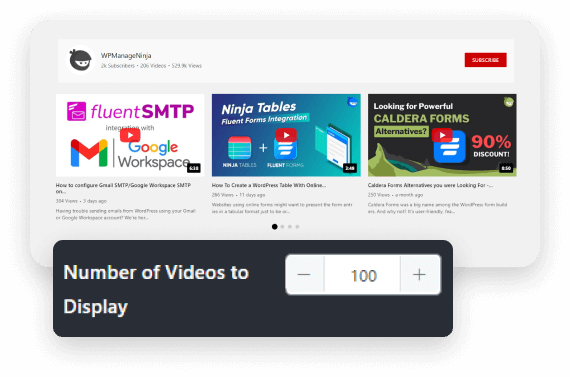 YouTube feed number of videos to display