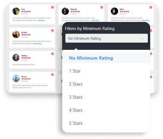 Airbnb reviews filters by minimum rating