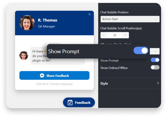 Messenger chat show prompt