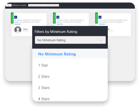 Booking.com reviews minimum rating