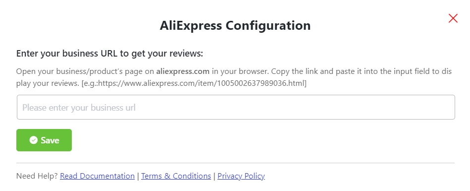 AliExpress reviews configuration
