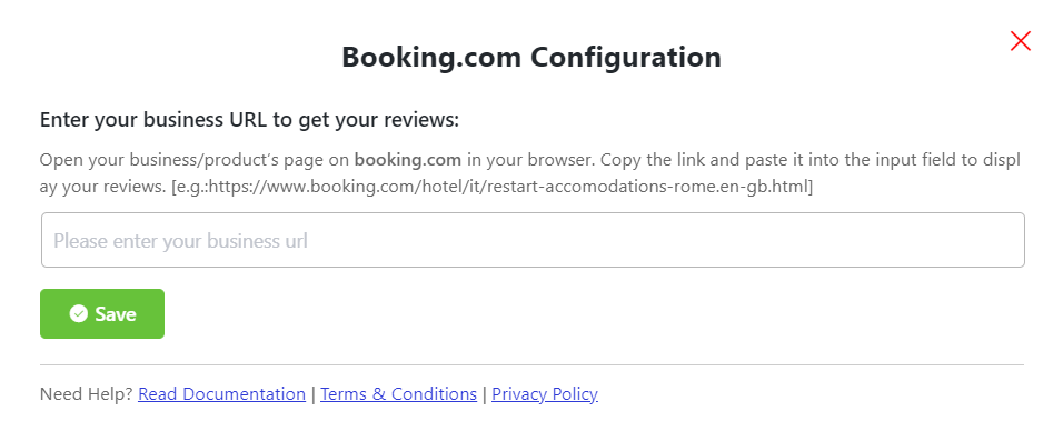 Booking.com reviews configuration