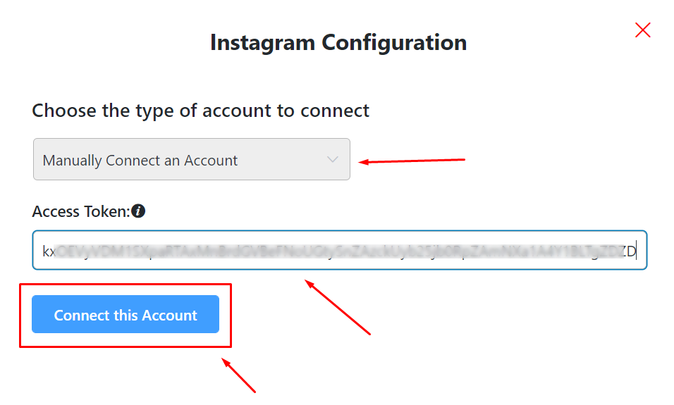 Instagram configuration connect account