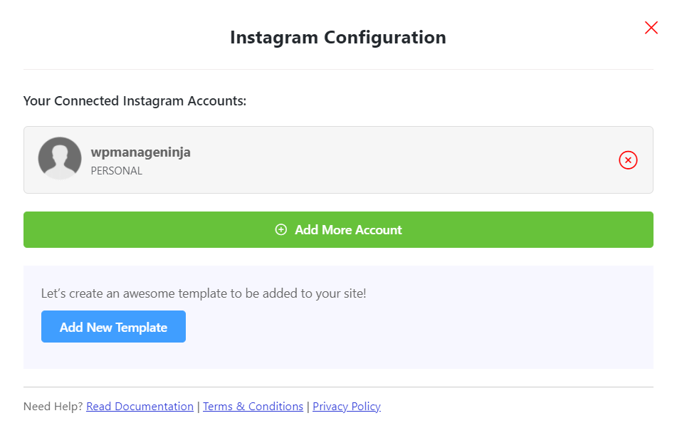 Instagram feed configuration