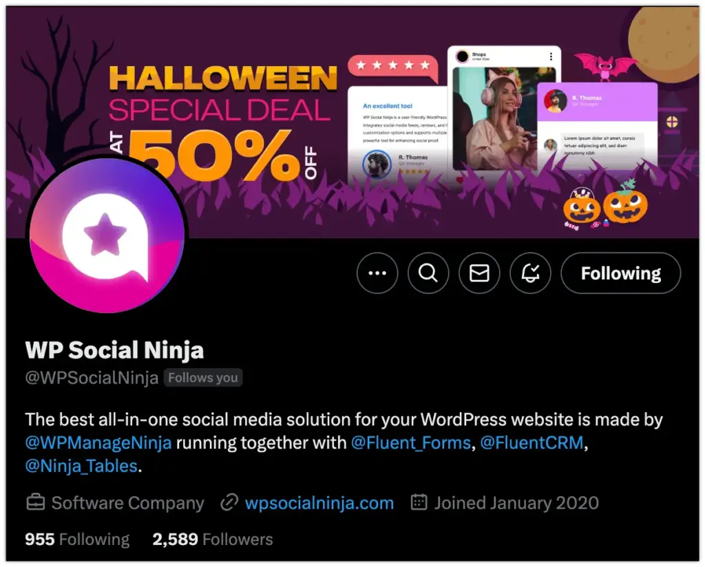 WP Social Ninja Twitter Account