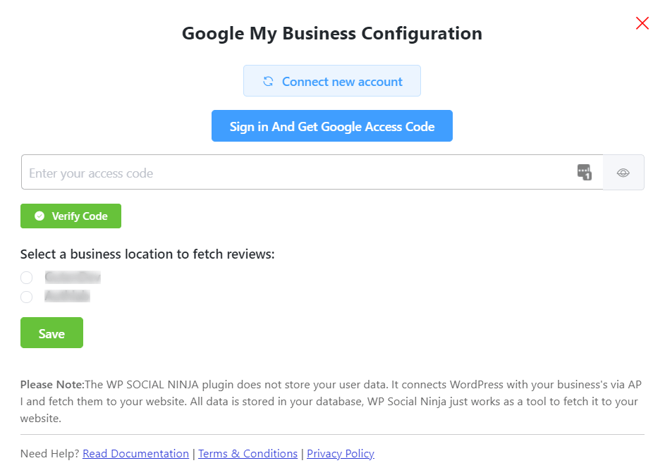 Google business profile configuration