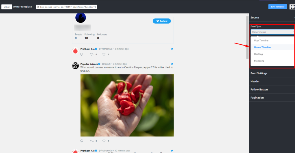 Twitter Page Layout Template