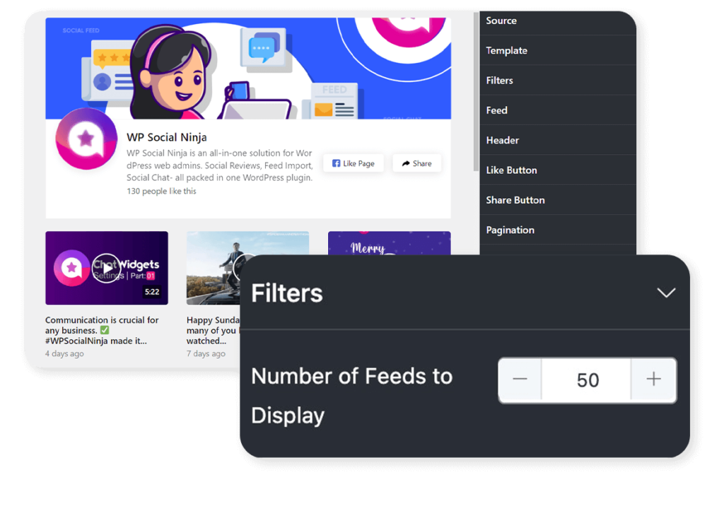 Facebook feed on WordPress to display multiple posts