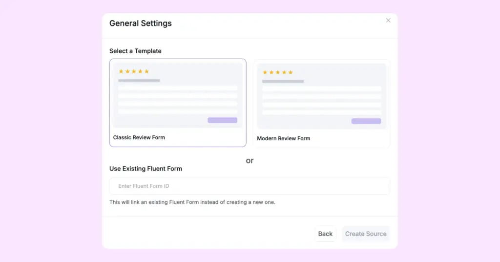 select template for fluent forms source