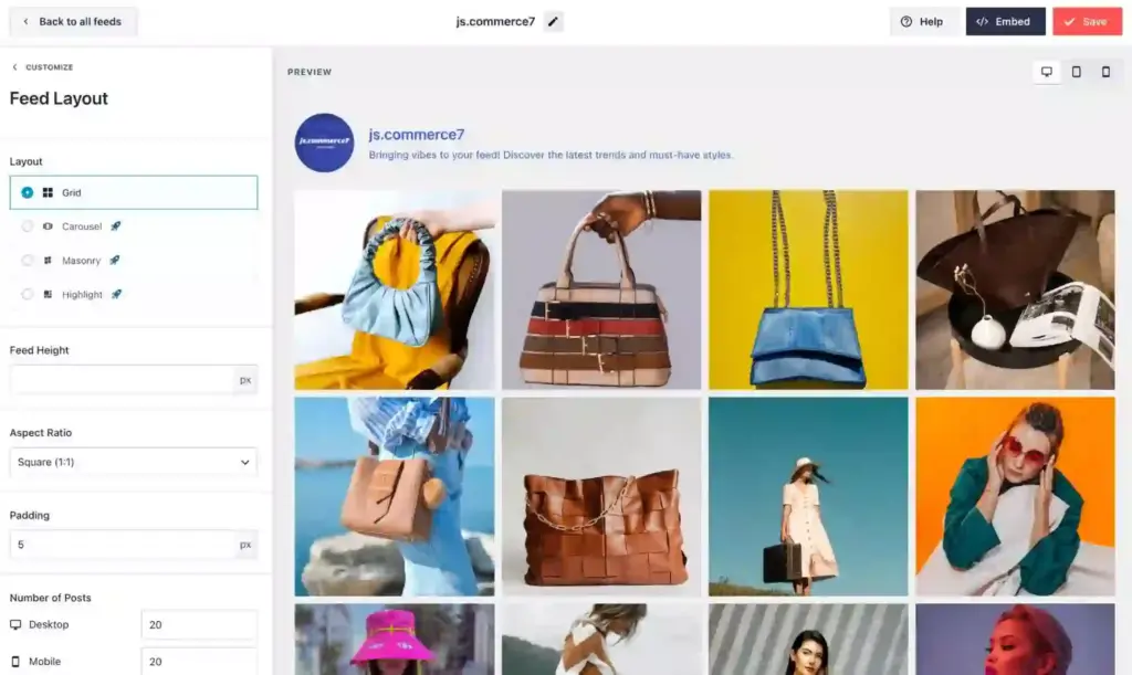 Social feeds templates offered by smash balloon