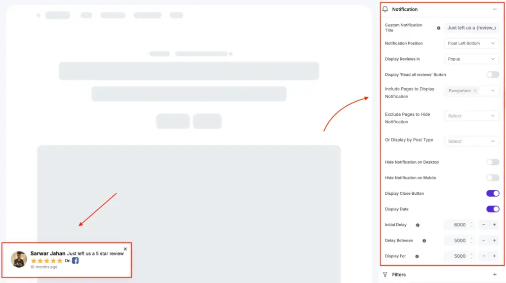 Notification popup frature of WP Social Ninja, the best Smash Balloon alternative