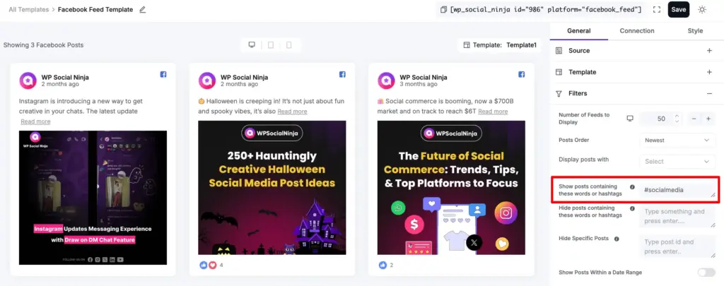 facebook hashtag filtering