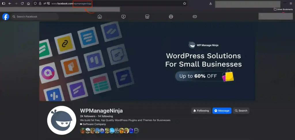 Facebook page ID of WPManageNinja
