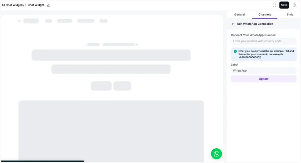 whatsapp chat configuration
