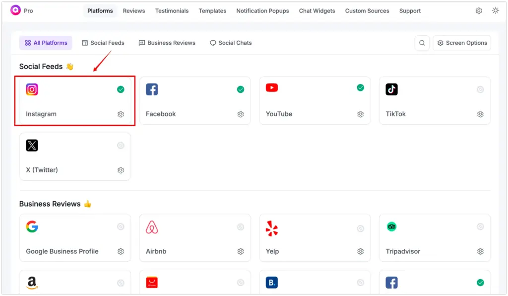instagram feed dashboard