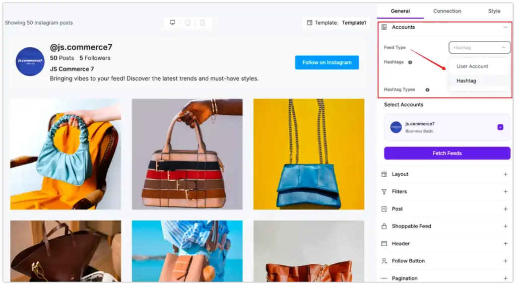instagram feed types