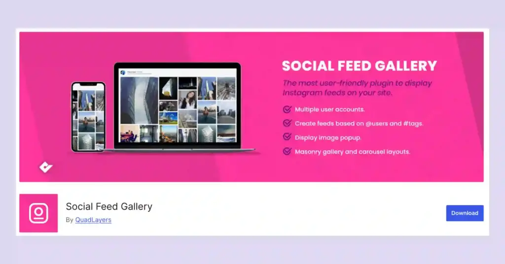 Social feed gallery: Instagram plugin