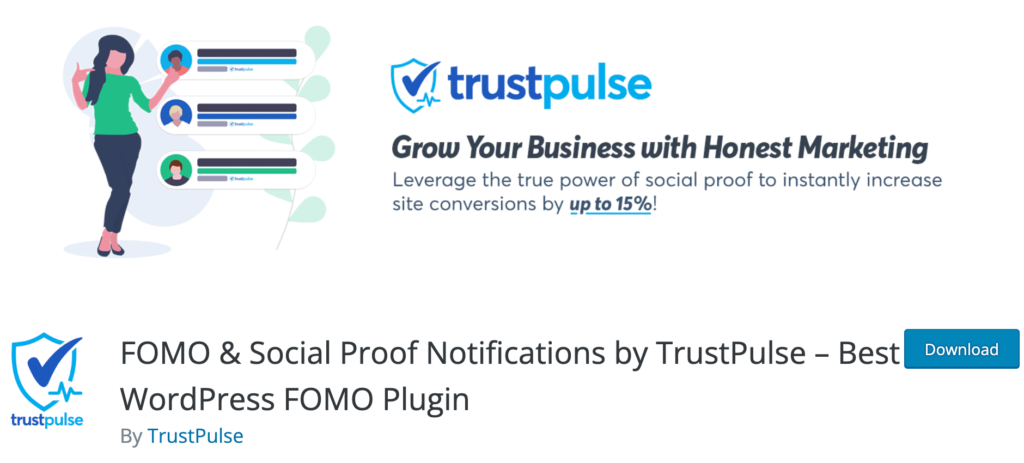 WordPress notification plugin Trustpulse