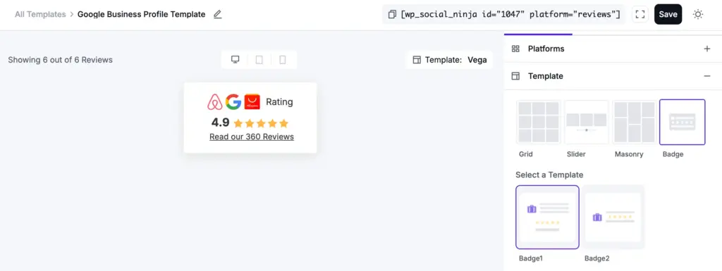select badge template