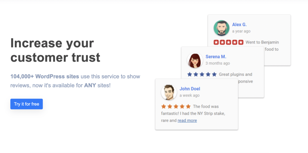Facebook review widget: Trust reviews web feed