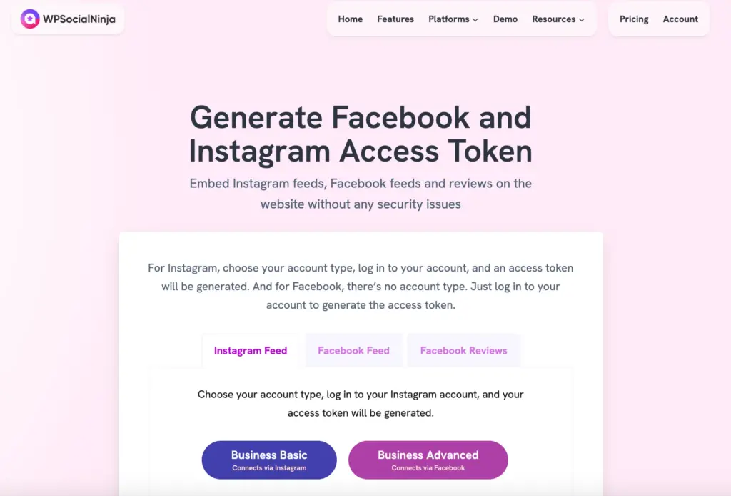 wp social ninja instagram access token