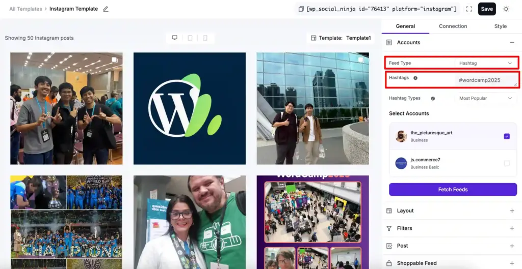 instagram hashtag feed type