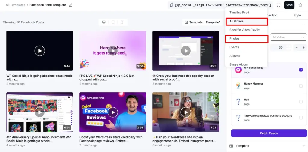 video photo feed facebook feed