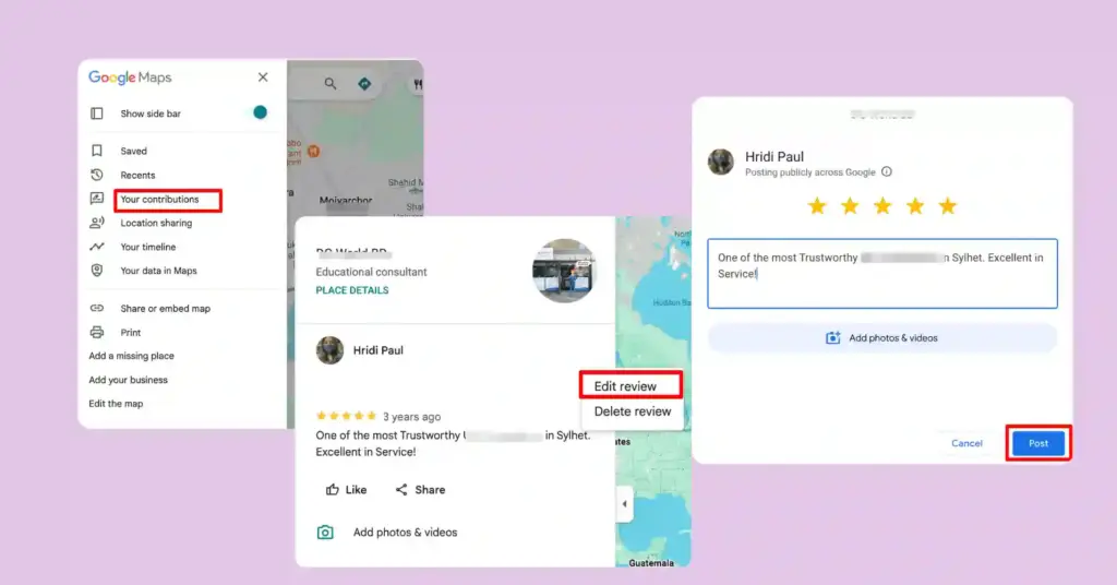 How to edit a Google review