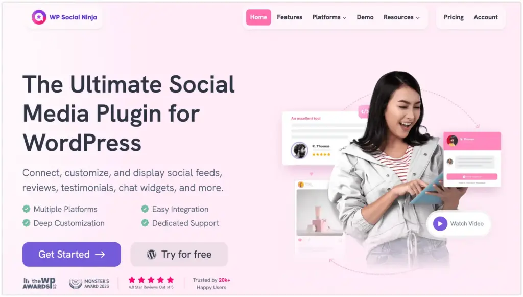 home and support page example