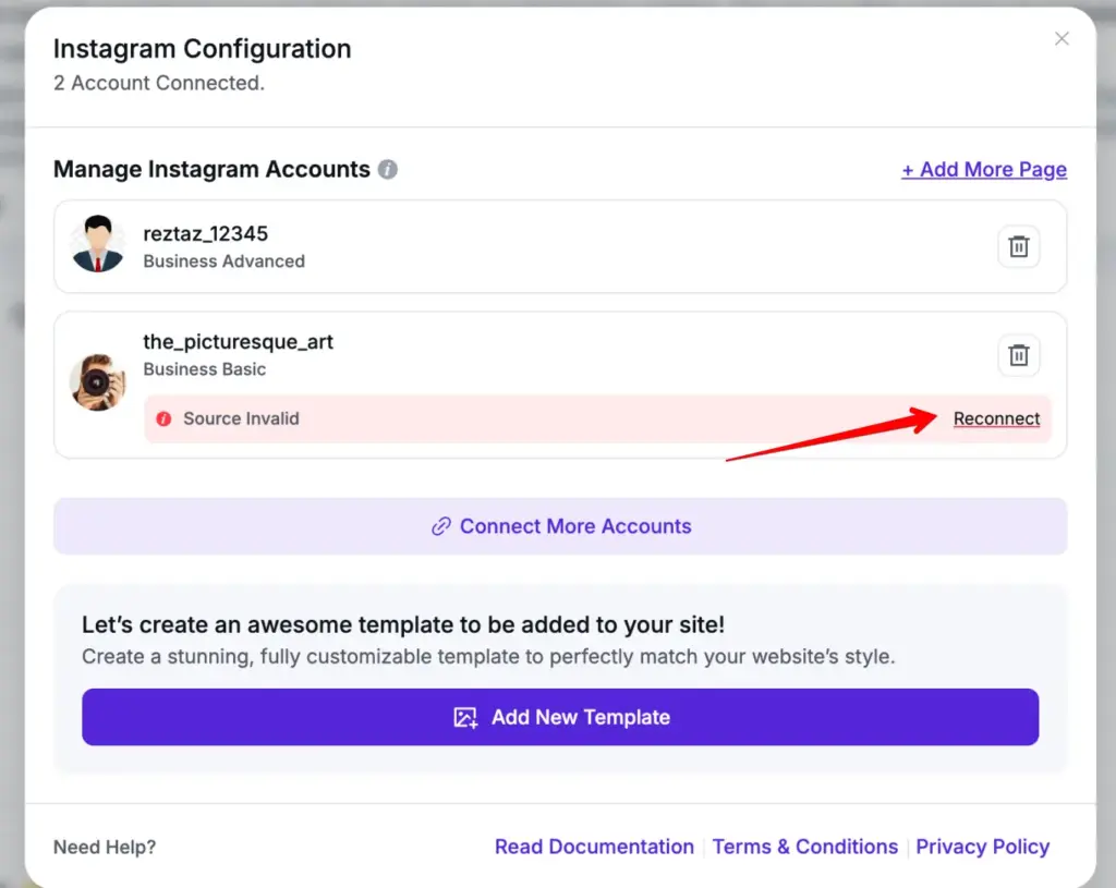 reconnect instagrsm business account