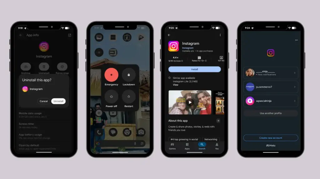 reinstall app to fix instagram not working