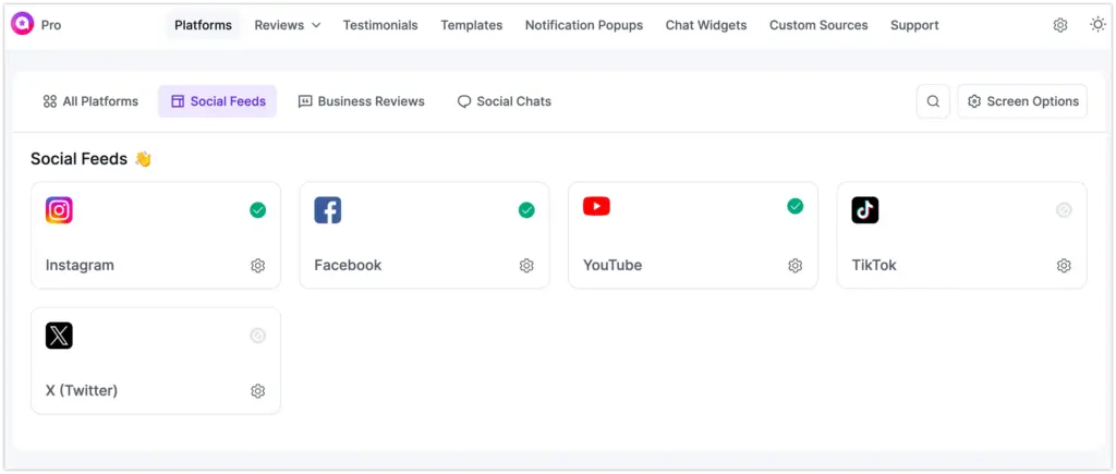 social feed dashboard