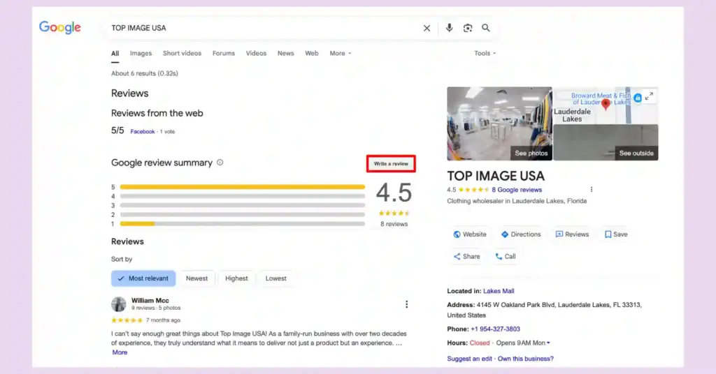 write a review on google with desktop