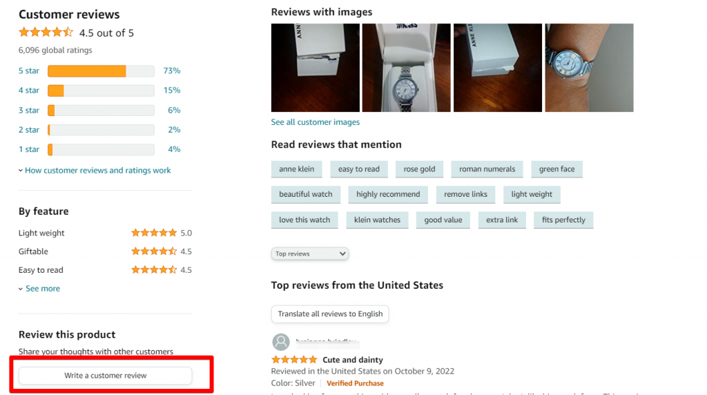 Write a customer review on Amazon from desktop