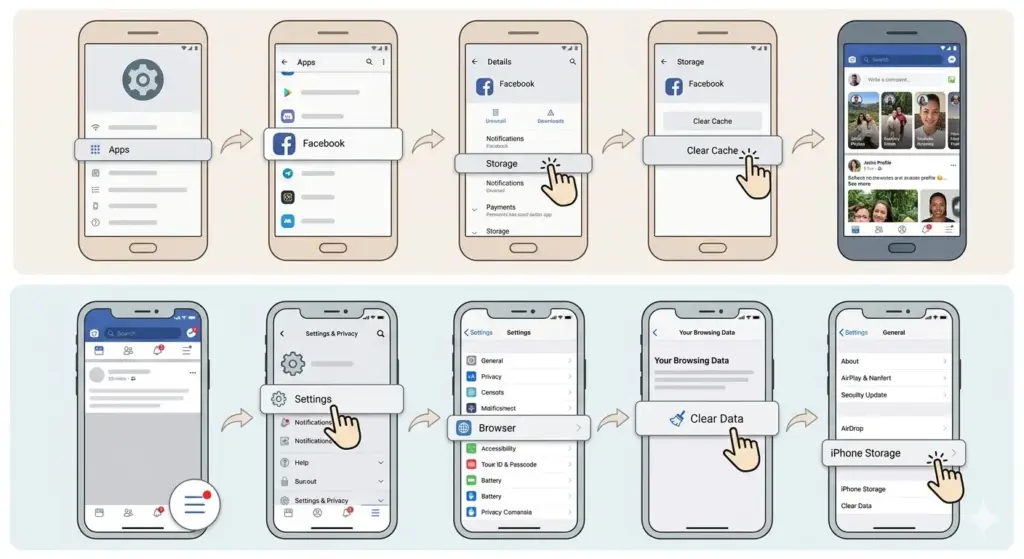 facebook posts appearing issue clear cache