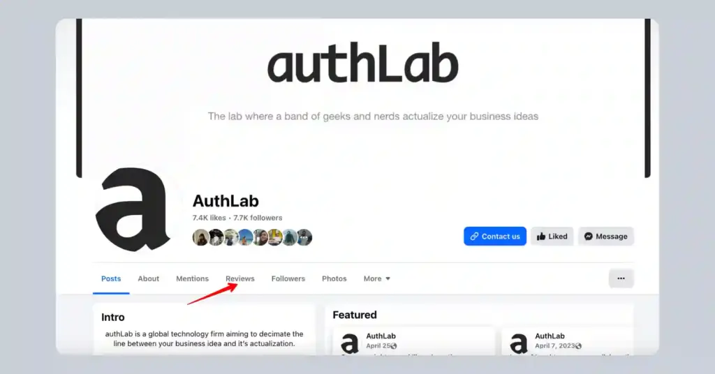 find the review section on facebook
