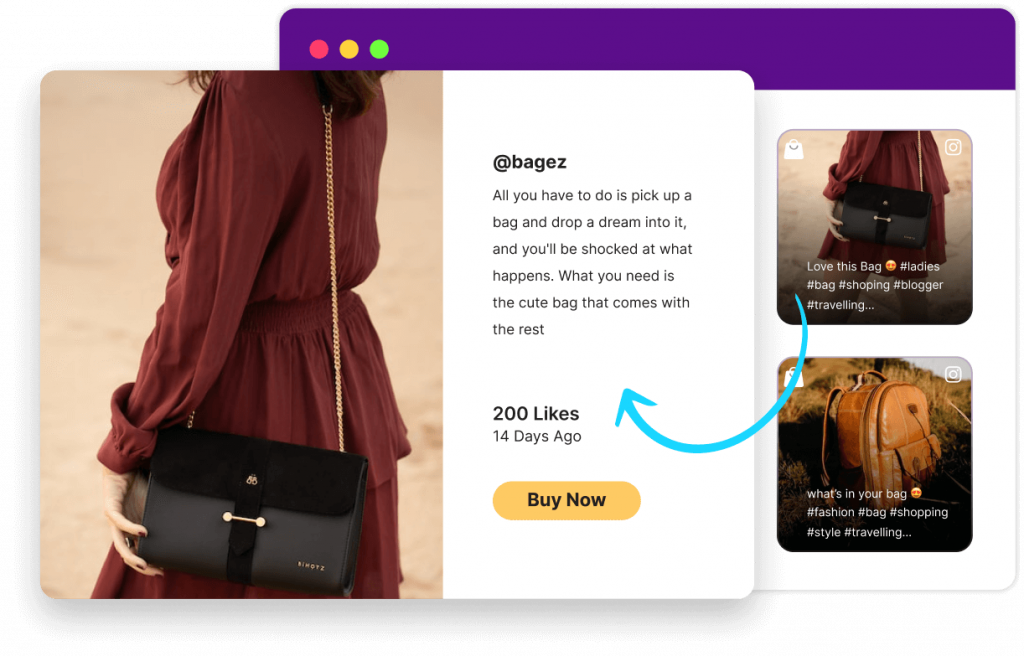 Boost trust and build brand credibility through user-generated content with shoppable Instagram feed