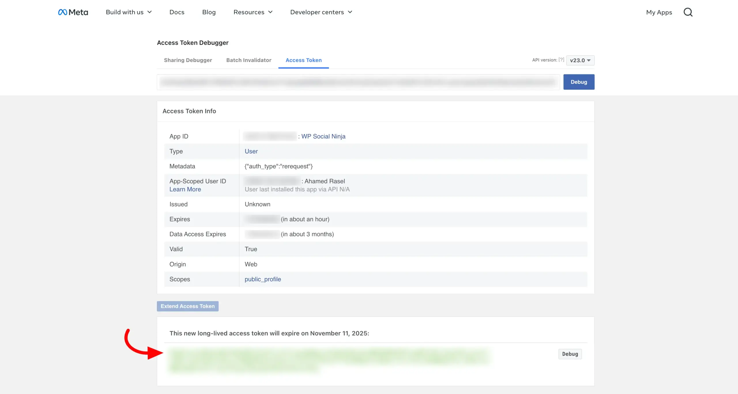 access token debugger 3