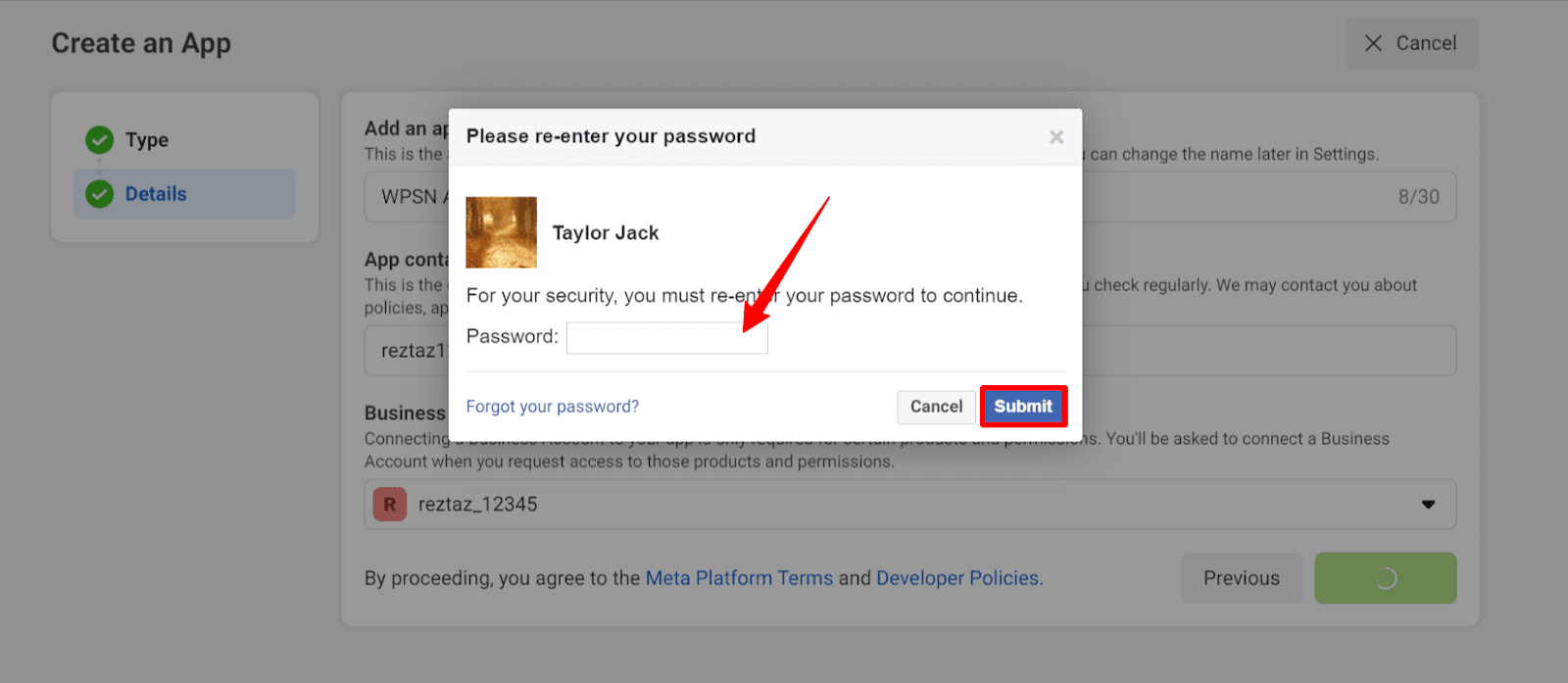 Enter Password to Submit