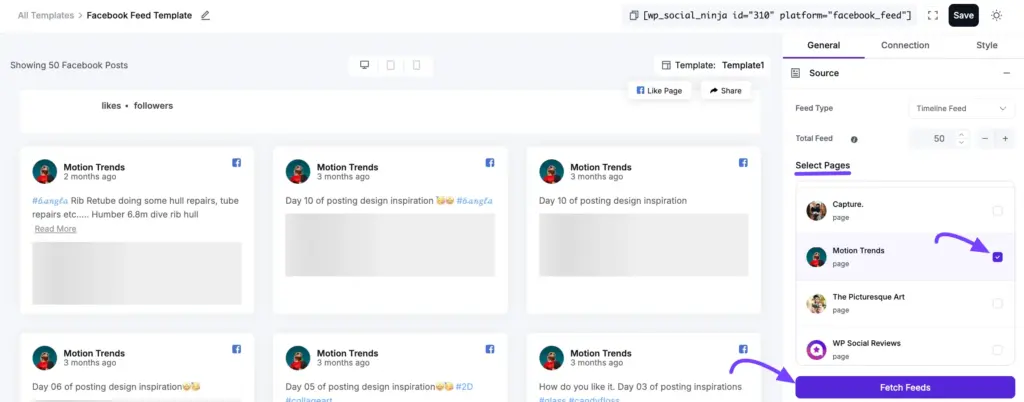 fetch feeds for facebook event