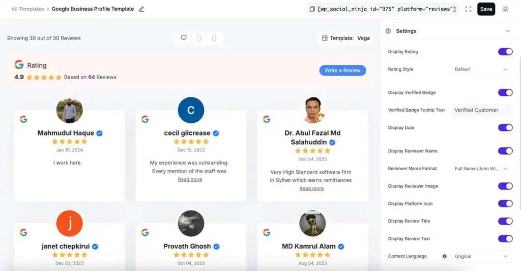 google review customization